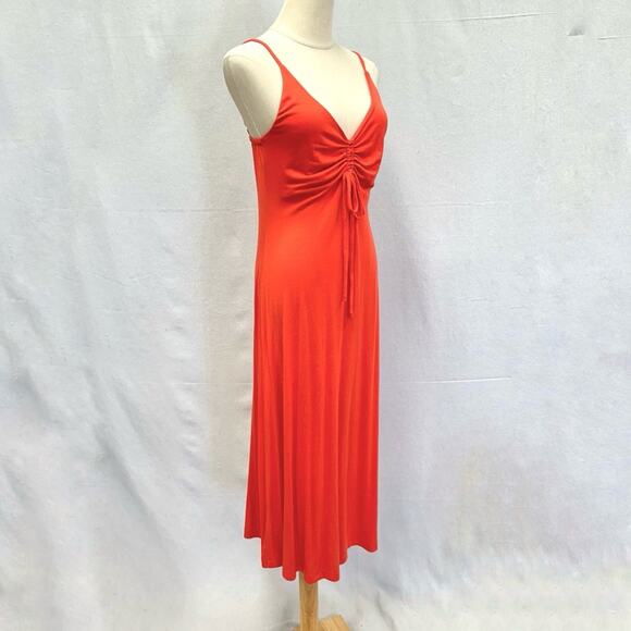 Lou & Grey Signaturesoft red poppy stretch jersey knit midi dress size medium - Picture 4 of 10